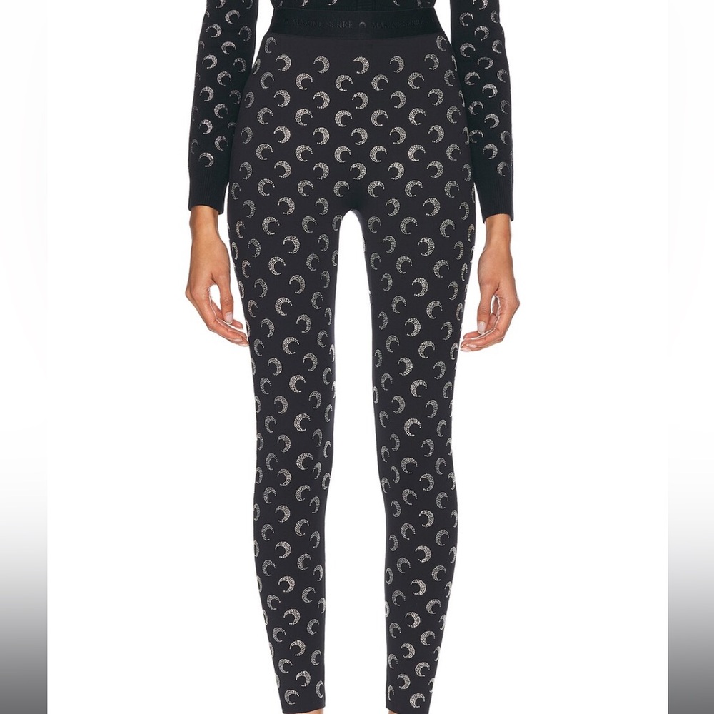 MARINE SERRE Moon Rhinestone Jersey Stirrup Legging